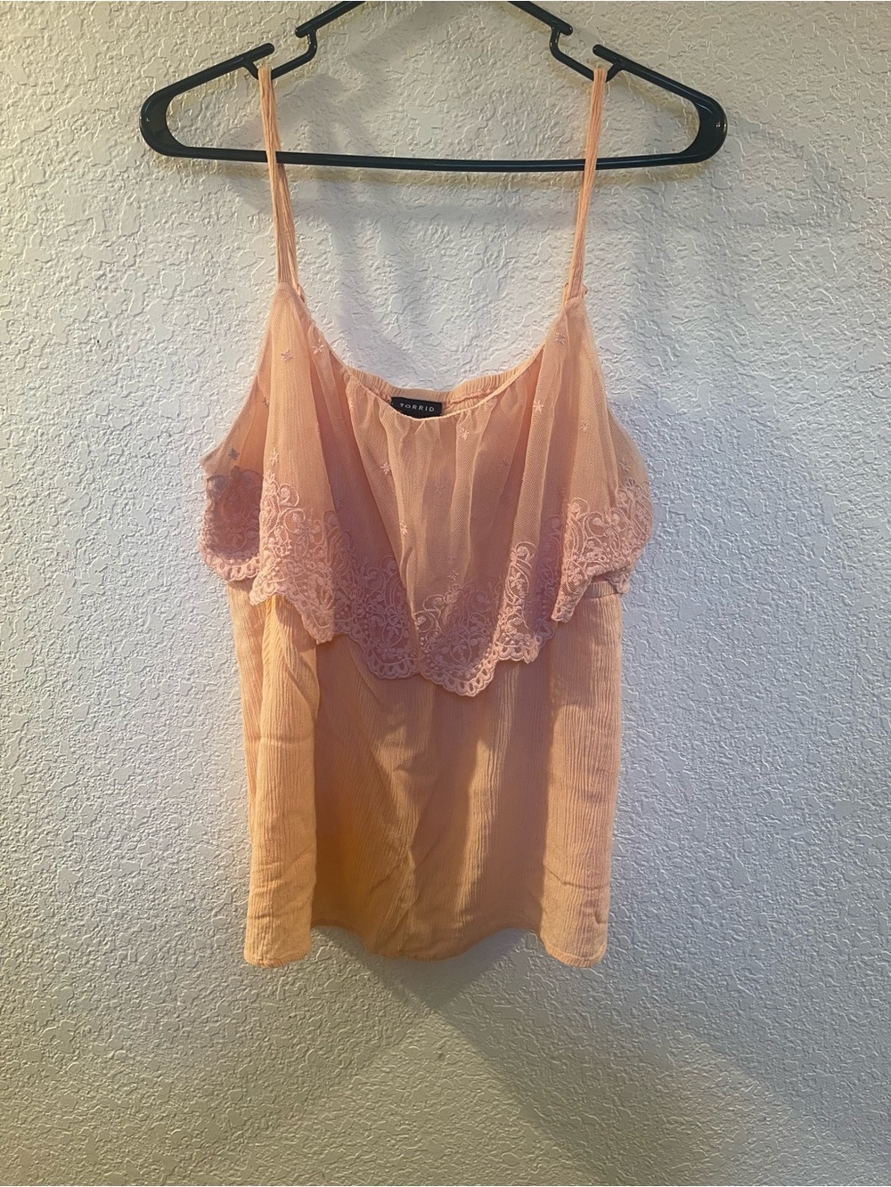 Torrid Peach Lace-Trim Cami in Soft Coral Peach